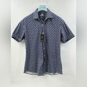 Bertigo “James” Slim-Fit Button-dowm Blue floral Shirt 2XL NWT (T-1)
